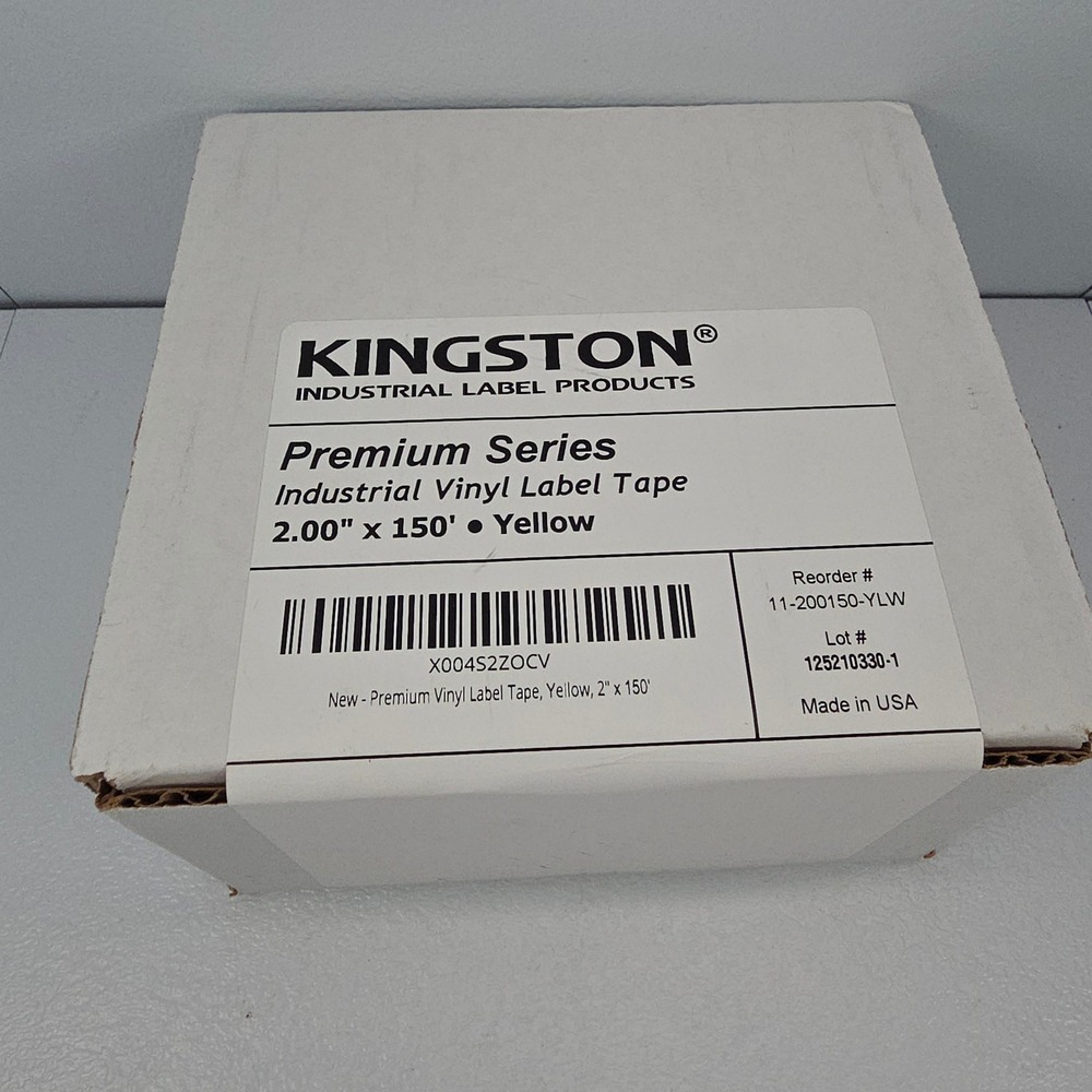 Kingston‎ Industrial Label Premium Series Vinyl Label Tape 2" x 150' Yellow